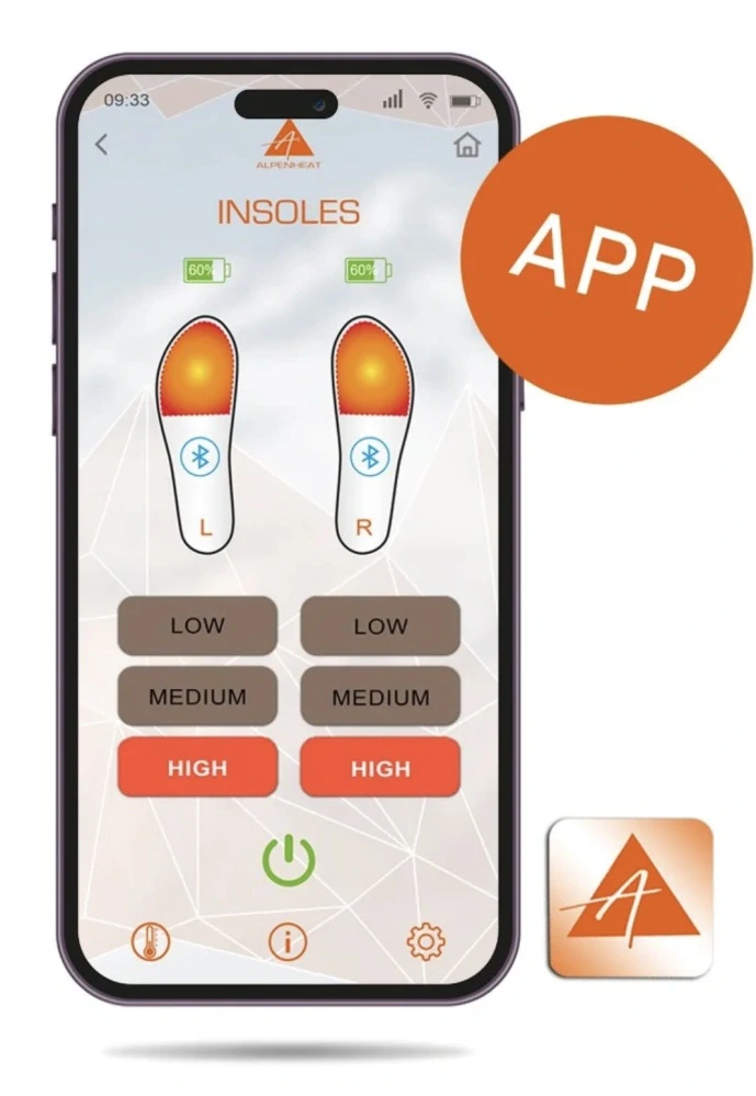 ALPENHEAT WIRELESS HOTSOLE BEZDRÔTOVÉ VYHRIEVANÉ VLOŽKY DO OBUVI S APP